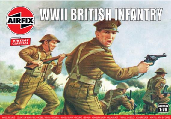 1:76 WWII British Infantry Vintage Classics Airfix Model Kit: A00763V - Image 1