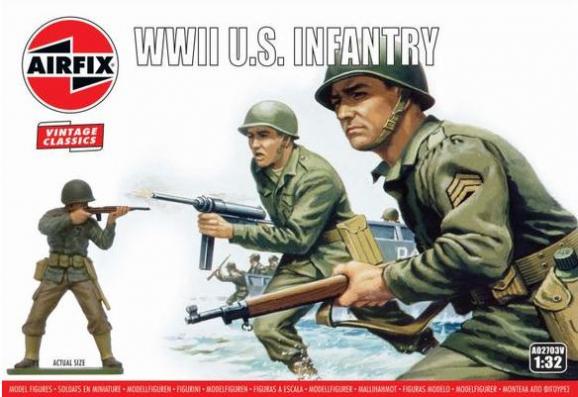 1:32 WWII U.S. Infantry Vintage Classics Airfix Model Kit A02703V - Image 1