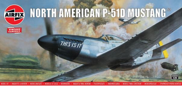 1:24: North American P-51D Mustang Vintage Classics Airfix Model Kit: A14001V - Image 1