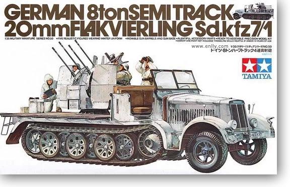 1:35 German 8ton Semi Track Sd.kfz 7/1 20mm Flakvierling Tamiya Model Kit: 35050 - Image 1