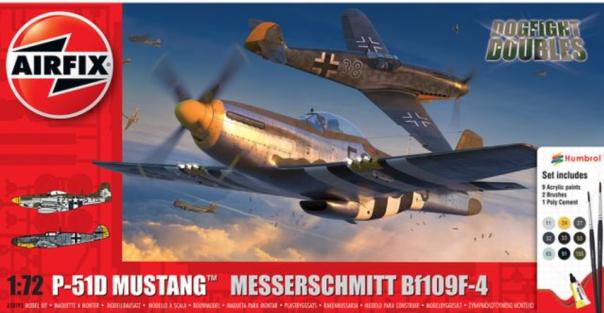 1:72 P-51D Mustang & Messerschmitt Bf109F-4 Dogfight Double Gift Set Airfix Model Kit: A50193 - Image 1