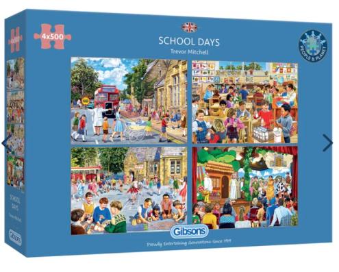 4 X 500 Piece - School Days Gibsons Jigsaw Puzzle G5063 - Image 1