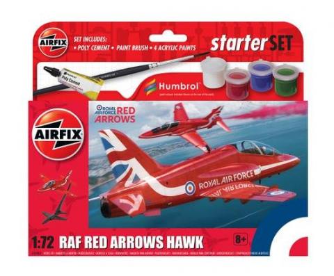 1:72 RAF Red Arrows Hawk Starter Gift Set Airfix Model Kit: A55002 - Image 1