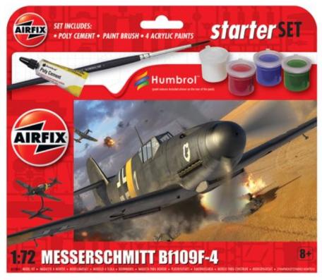 1:72 Messerschmitt Bf109F-4 Starter Gift Set Airfix Model Kit: A55014 - Image 1