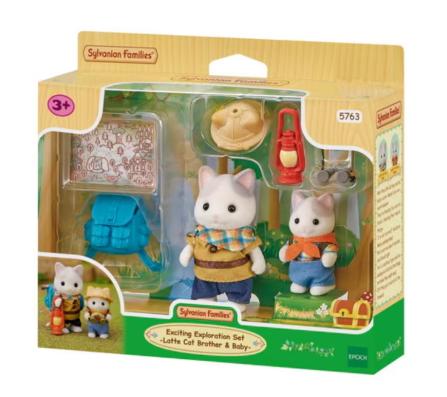 Sylvanian Families Exciting Exploration Set Latte Cat Brother & Baby - 5763 - Image 1