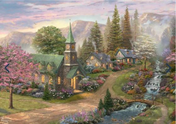 1000 Piece - Thomas Kinkade Sunday Morning Chapel Gibsons Jigsaw Puzzle G6378 - Image 1