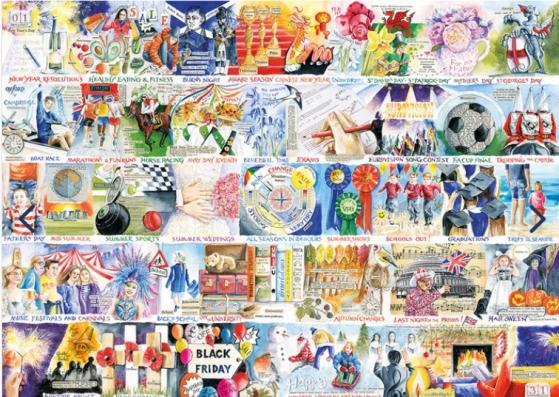 1000 Piece - A Year In Great Britain Gibsons Jigsaw Puzzle G7140 - Image 1