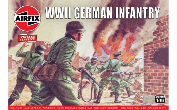 1:76 WWII German Infantry Airfix Vintage Classics Model Kit: A00705V - Image 1