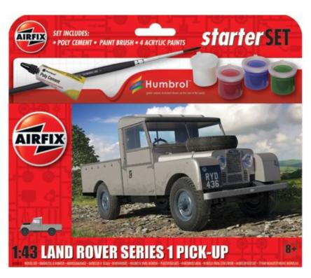 1:43 Land Rover Series 1 Pick-up Starter Gift Set Airfix Model Kit A55012 - Image 1