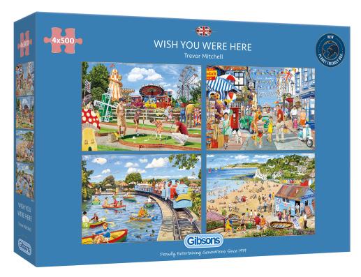 4 x 500 Piece - Wish You Were Here Gibsons Jigsaw Puzzle G5059 - Image 1