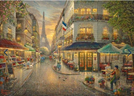 1000 Piece - Thomas Kinkade Paris Cafe Gibsons Jigsaw Puzzle G6379 - Image 1