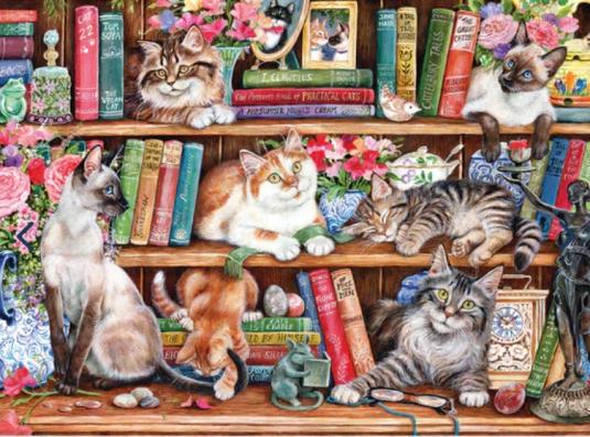 1000 Piece - Puss Back In Books Gibsons Jigsaw Puzzle G6404 - Image 1